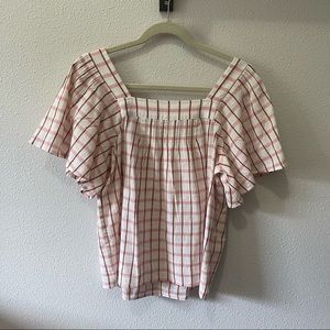 Madewell Squareneck Pintuck Butterfly Top - Small